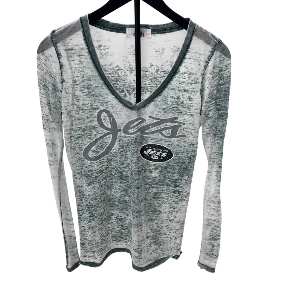 Touch by Alyssa Milano New York Jets Women's Small Burnout V-Neck Long Sleeve